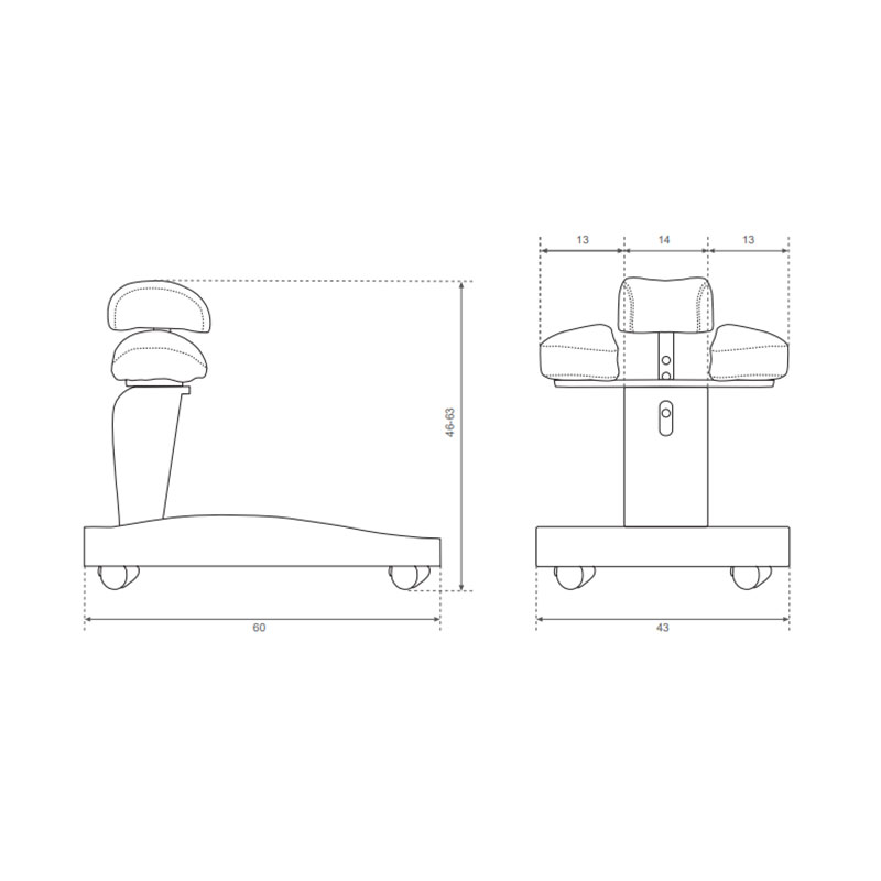 MAGNOLIA Chariot d'appui pour bain de pieds - dimensions - Malys Équipements