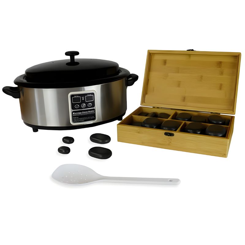 Kit de 50 pedras quentes de massagem e aparelho de 6L